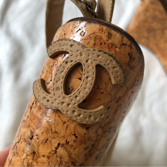 Chanel Chain Link CC Cork & Leather Wedges EU36 - Picture 16 of 16